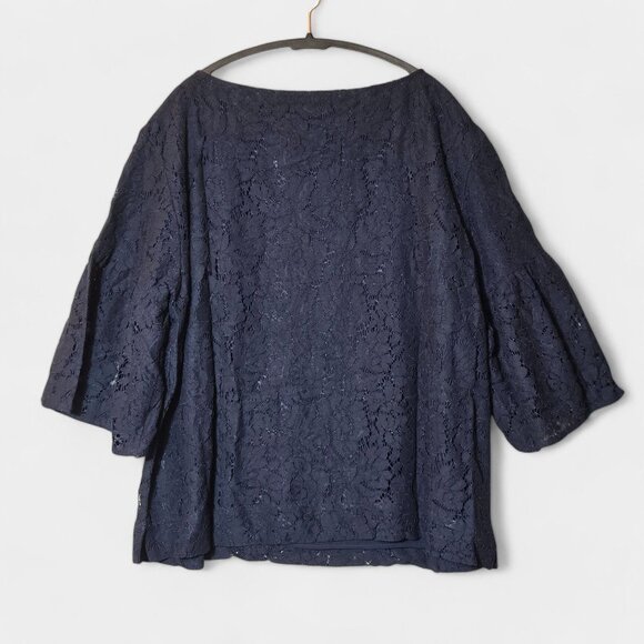 Ralph Lauren Kadelyn Lace Blouse Plus Size 3X Navy Blue Romantic Feminine NWT - Picture 5 of 7